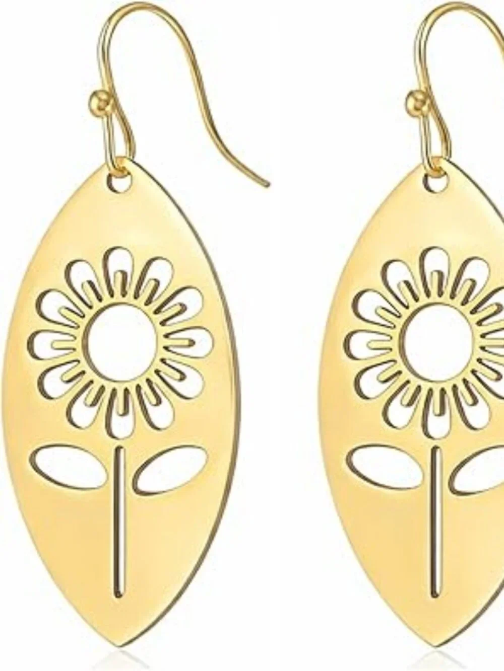 Summer‎ Sunflower Gold Tone Earrings Lightweight Dangle Boho Retro